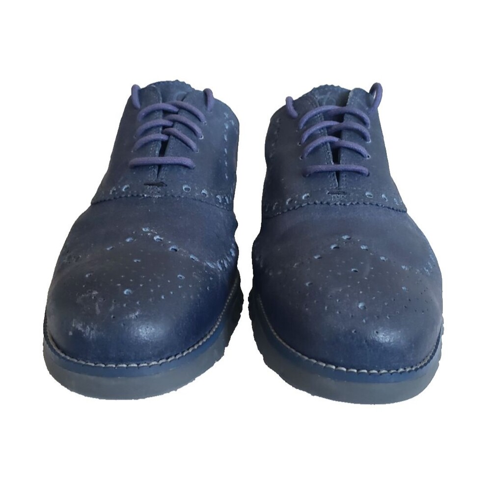 Cole Haan Zerogrand Wing Ox Blue Leather Wingtip Brogue Oxford Shoes Men's 11.5M - Picture 3 of 11